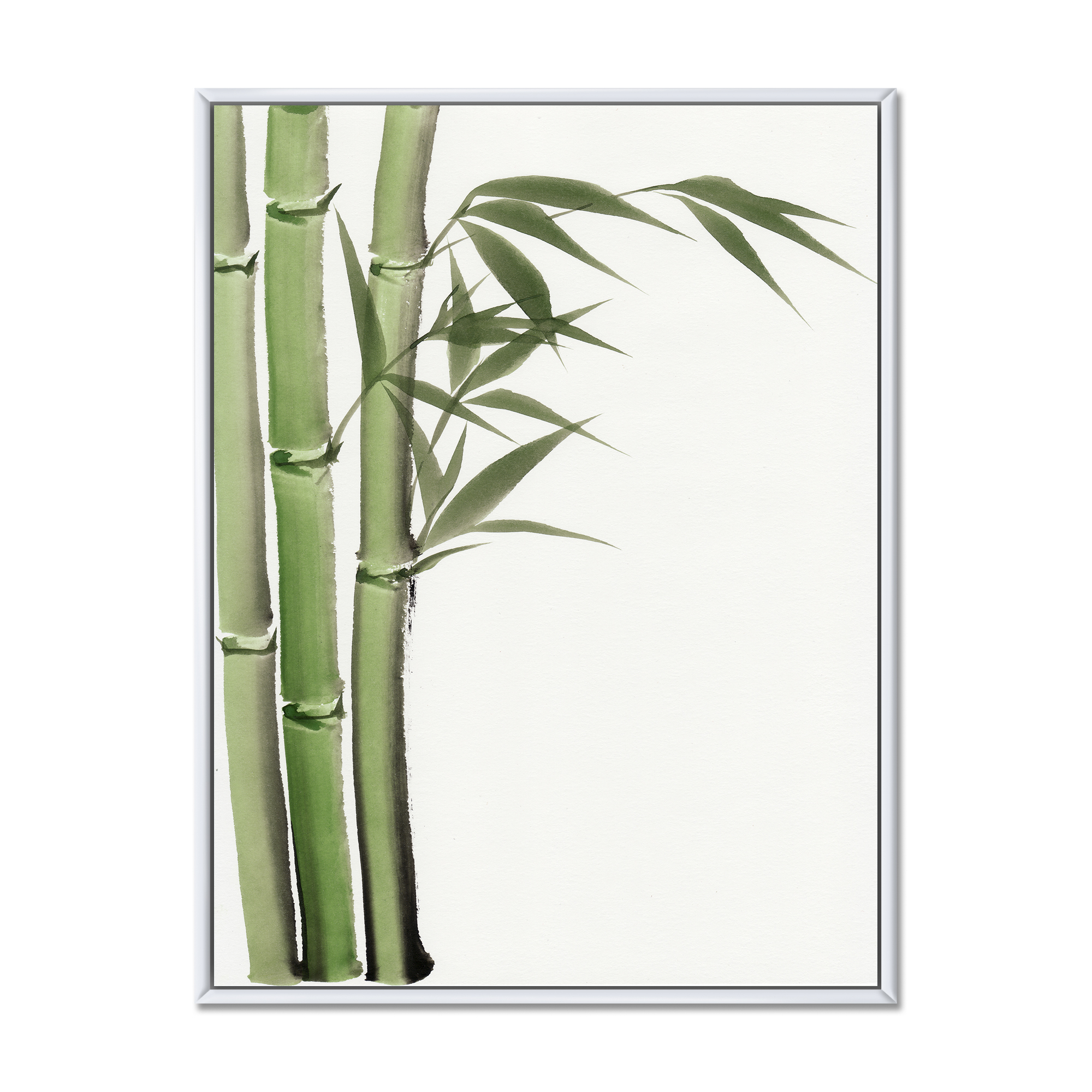 Designart 'Detail of Dark Green Bamboo and Leaves IV' Traditional Framed Canvas Wall Art Print