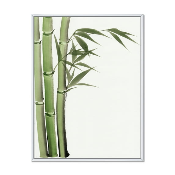 Designart 'Detail of Dark Green Bamboo and Leaves IV' Traditional Framed Canvas Wall Art Print