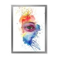 thumbnail image 1 of Designart 'Detail of Eye In Rainbow-Colored Face Portrait' Bohemian & Eclectic Framed Art Print, 1 of 4