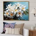thumbnail image 1 of Designart "Detailed Artistry Showcasing White Plumeria Blossoms" Plumeria Floater Framed Wall Decor, 1 of 5