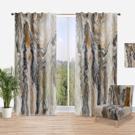 Designart 'Detailed Onyx Composition' Mid-Century Modern Curtain Panel