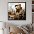 thumbnail image 1 of Designart "Detective Bear in the Countryside II" Animals Framed Wall Art Decor - Modern Green Bear Bedroom Framed Canvas Wall Art, 1 of 6