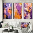 thumbnail image 1 of Designart "Developing Motions Abstract Expression IV" Abstract Painting Framed Wall Art Set Of 3 - Purple Modern Frame Gallery Set For Office Decor, 1 of 6