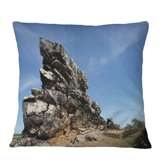 Designart Devil s Wall at Weddersleben - Landscape Printed Throw Pillow - 18x18