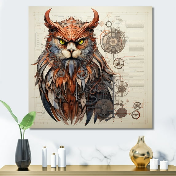 Designart "Diagrammatic Drawing Of A Mythical Creature I" Monsters Canvas Wall Art