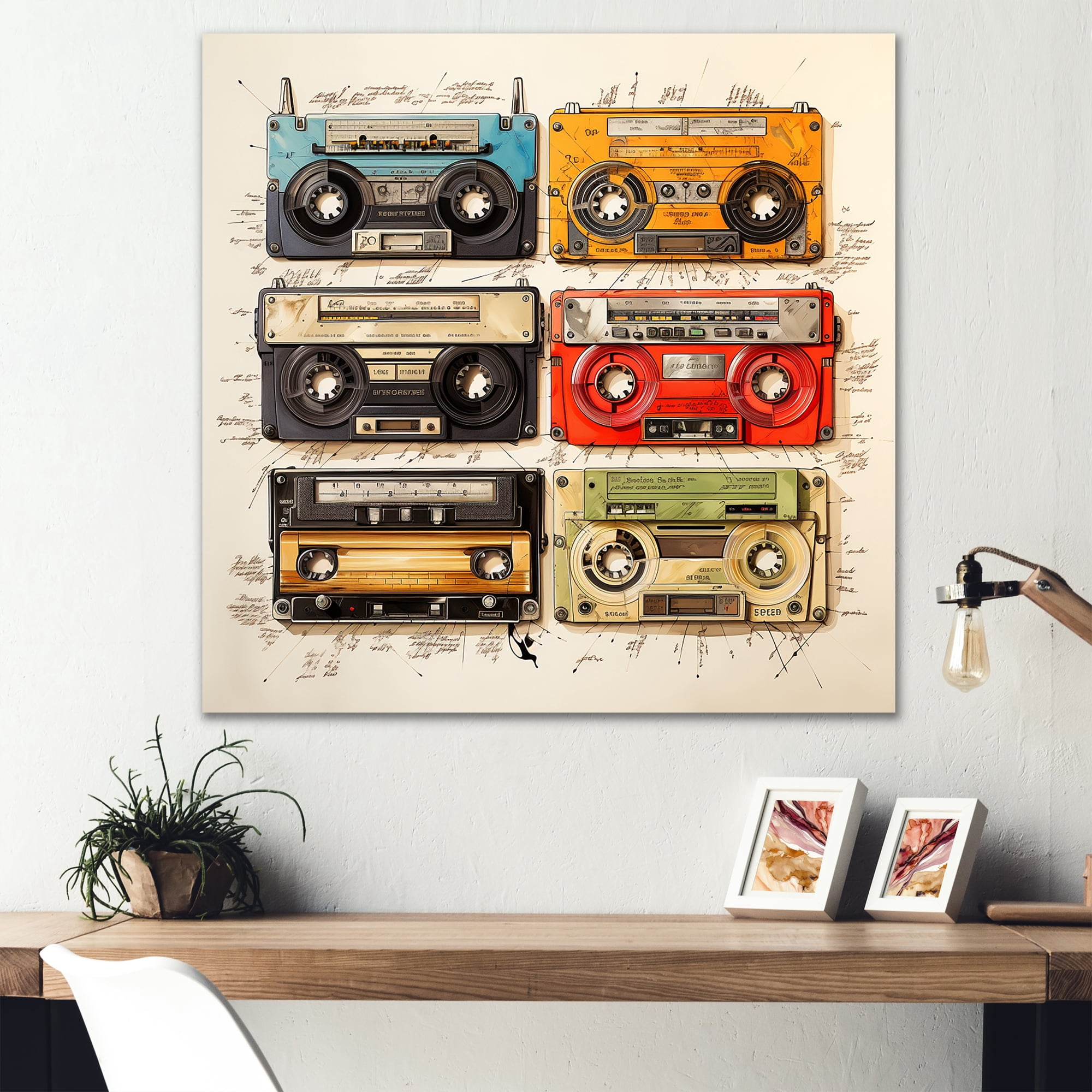 Designart "Diagrammatic Drawing Of Cassette Tapes" Cassette Tapes Wall ...