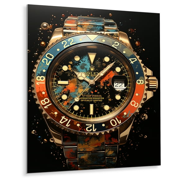 Designart "Diamond Dusk Luxury Watch painting IV" Watches Metal Art Print