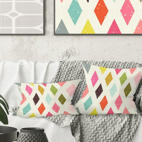 Designart Diamond Retro III' Mid-Century Modern Throw Pillow - 18x18