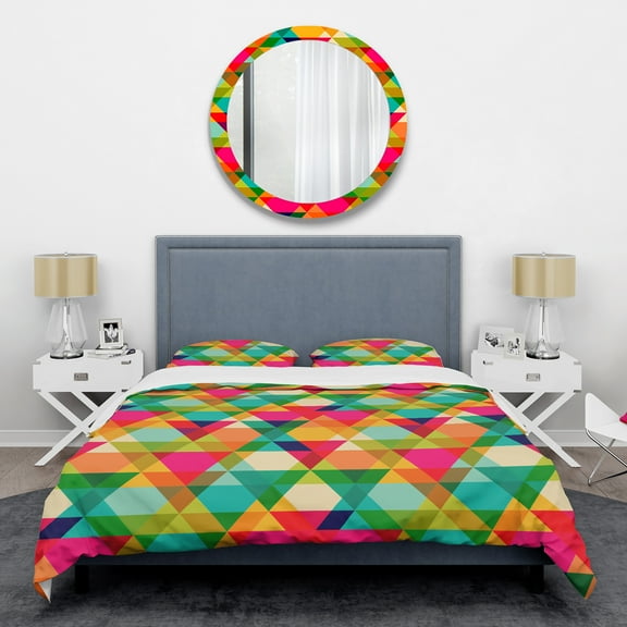 Designart 'Diamond Retro IX' Mid-Century Modern Duvet Cover Set