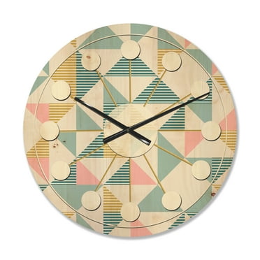 Designart 'Diamond Retro Pattern I' Mid-Century Modern Wood Wall Clock