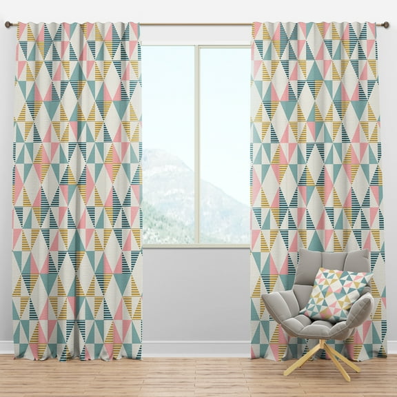 Designart 'Diamond Retro Pattern II' Mid-Century Modern Blackout Curtain Panel