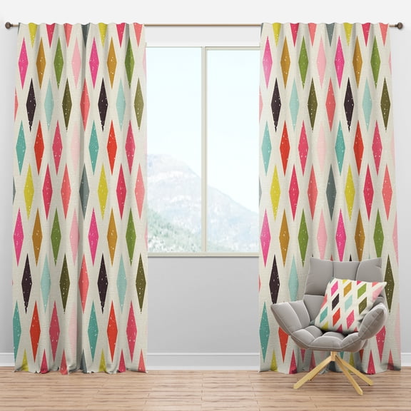Designart 'Diamond Retro Pattern III' Mid-Century Modern Blackout Curtain Panel