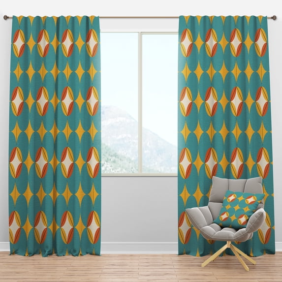 Designart 'Diamond Retro Pattern IV' Mid-Century Modern Blackout Curtain Panel