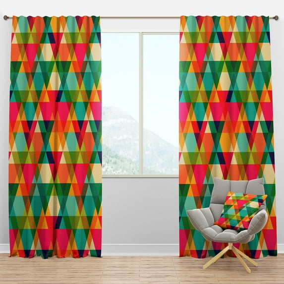 Designart 'Diamond Retro Pattern IX' Mid-Century Modern Blackout Curtain Panel