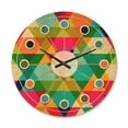thumbnail image 1 of Designart 'Diamond Retro Pattern IX' Mid-Century Modern Wood Wall Clock, 1 of 5