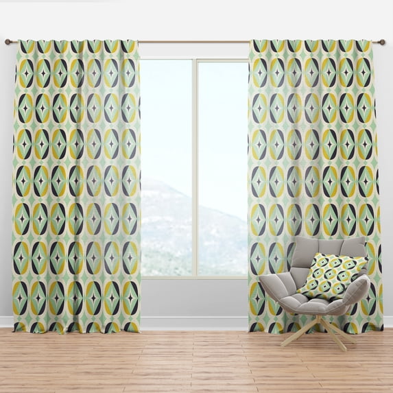 Designart 'Diamond Retro Pattern V' Mid-Century Modern Curtain Panel