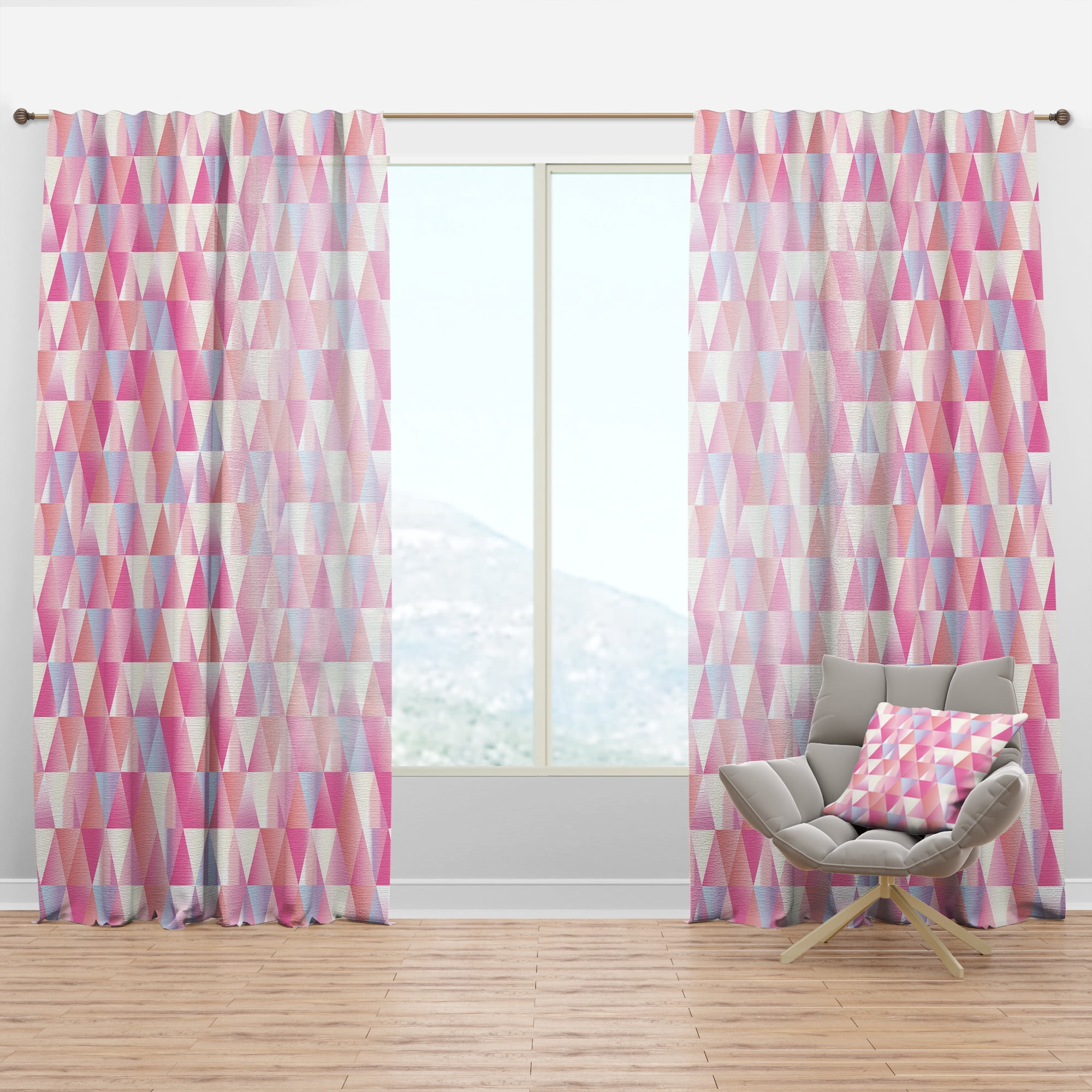Designart 'Diamond Retro Pattern VI' Mid-Century Modern Curtain Panel