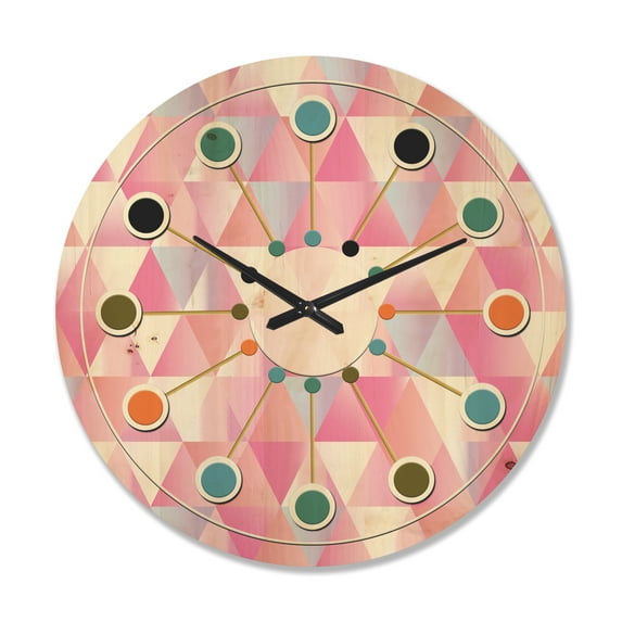 Designart 'Diamond Retro Pattern VI' Mid-Century Modern Wood Wall Clock