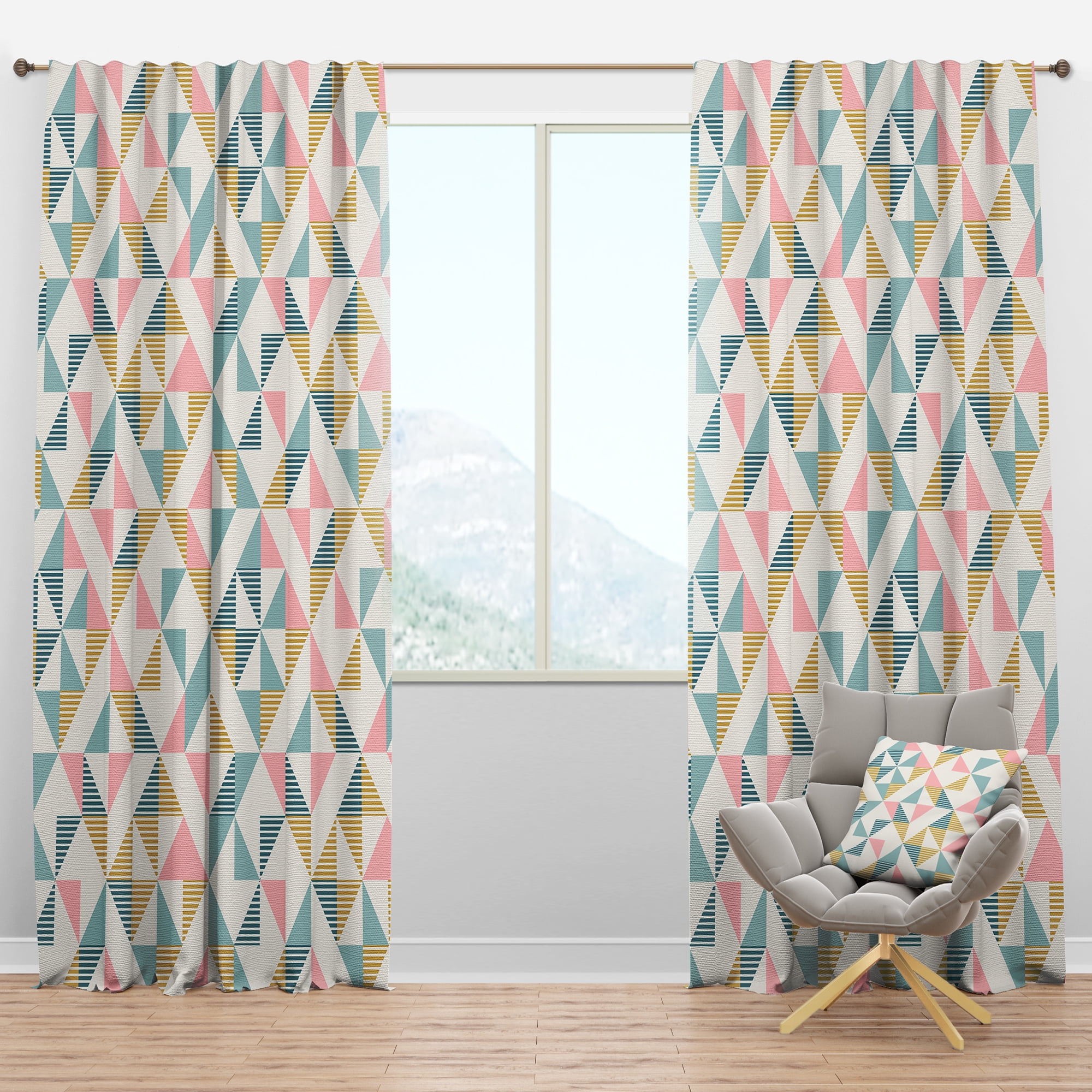 Designart 'Diamond Retro Pattern VII' Mid-Century Modern Blackout Curtain Panel