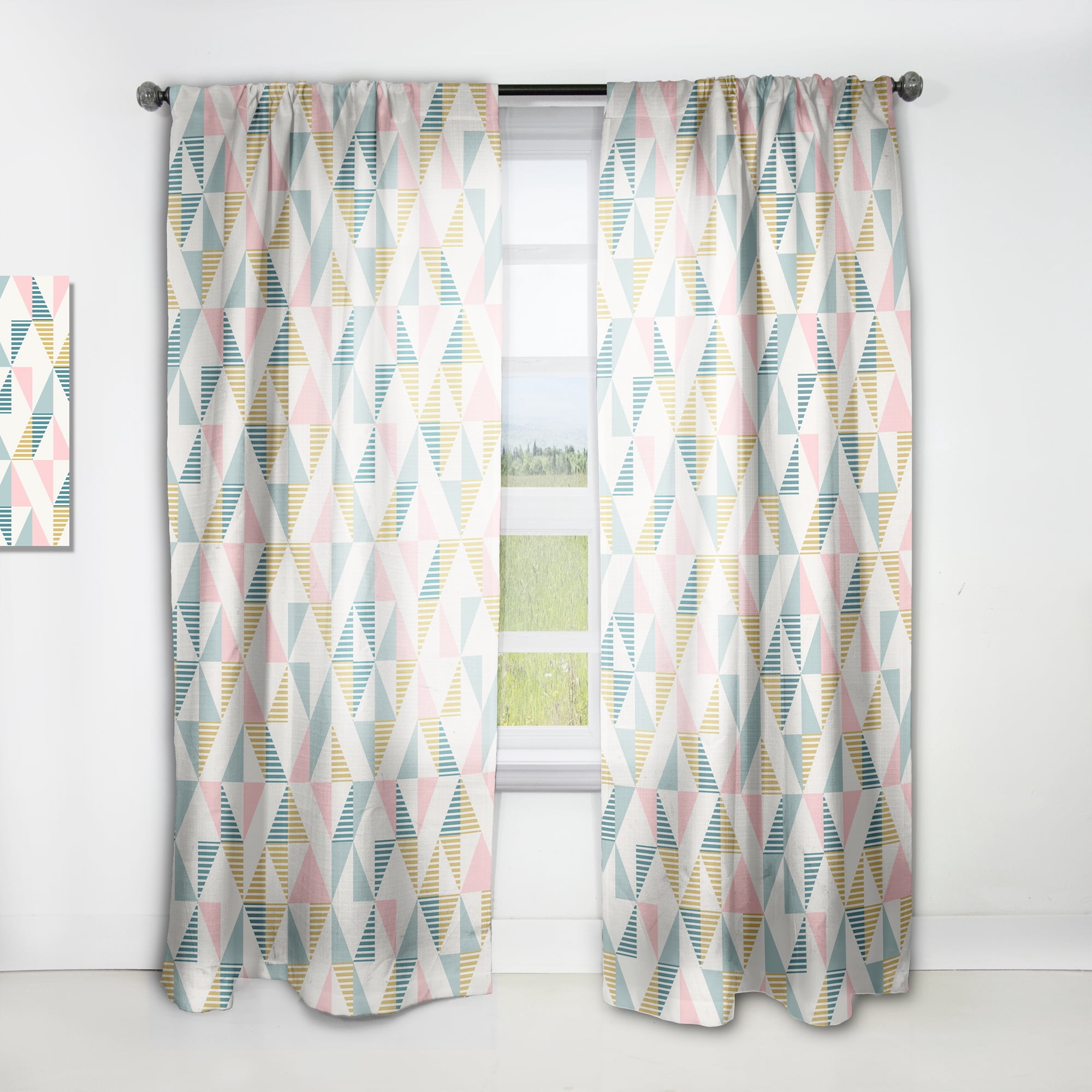 Designart 'Diamond Retro Pattern VII' Mid-Century Modern Curtain Panel