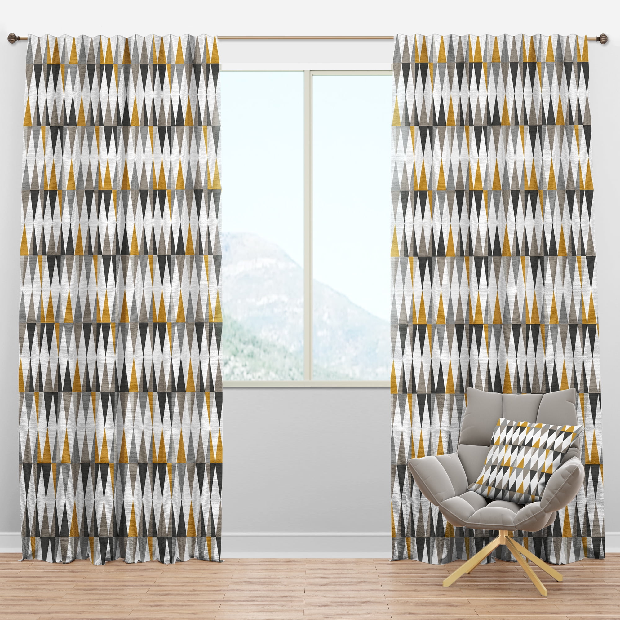 Designart 'Diamond Retro Pattern VIII' Mid-Century Modern Blackout Curtain Panel