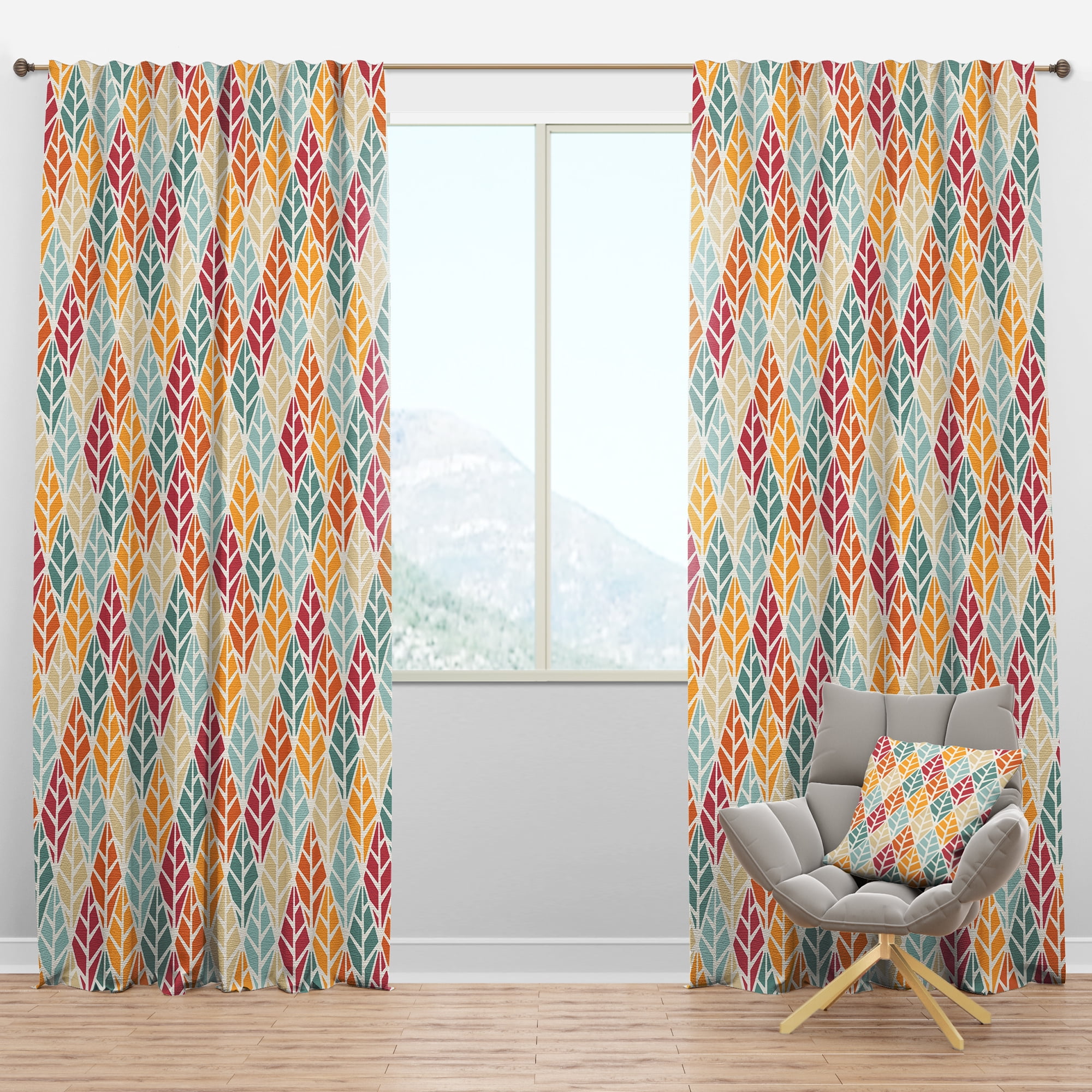 Designart 'Diamond Retro Pattern X' Mid-Century Modern Blackout Curtain Panel