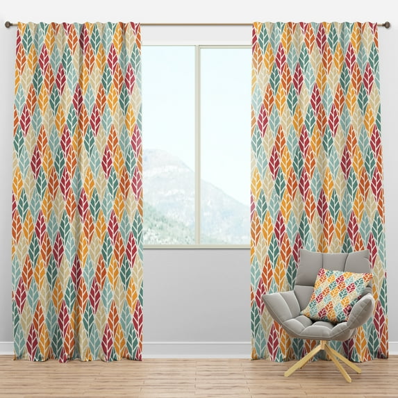 Designart 'Diamond Retro Pattern X' Mid-Century Modern Blackout Curtain Panel