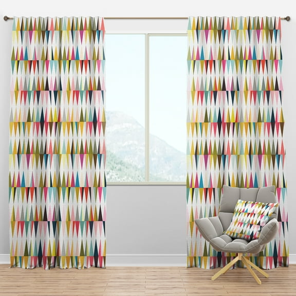 Designart 'Diamond Retro Pattern XI' Mid-Century Modern Blackout Curtain Panel