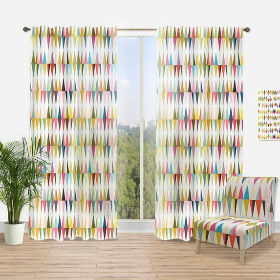 Designart 'Diamond Retro Pattern XI' Mid-Century Modern Curtain Panel