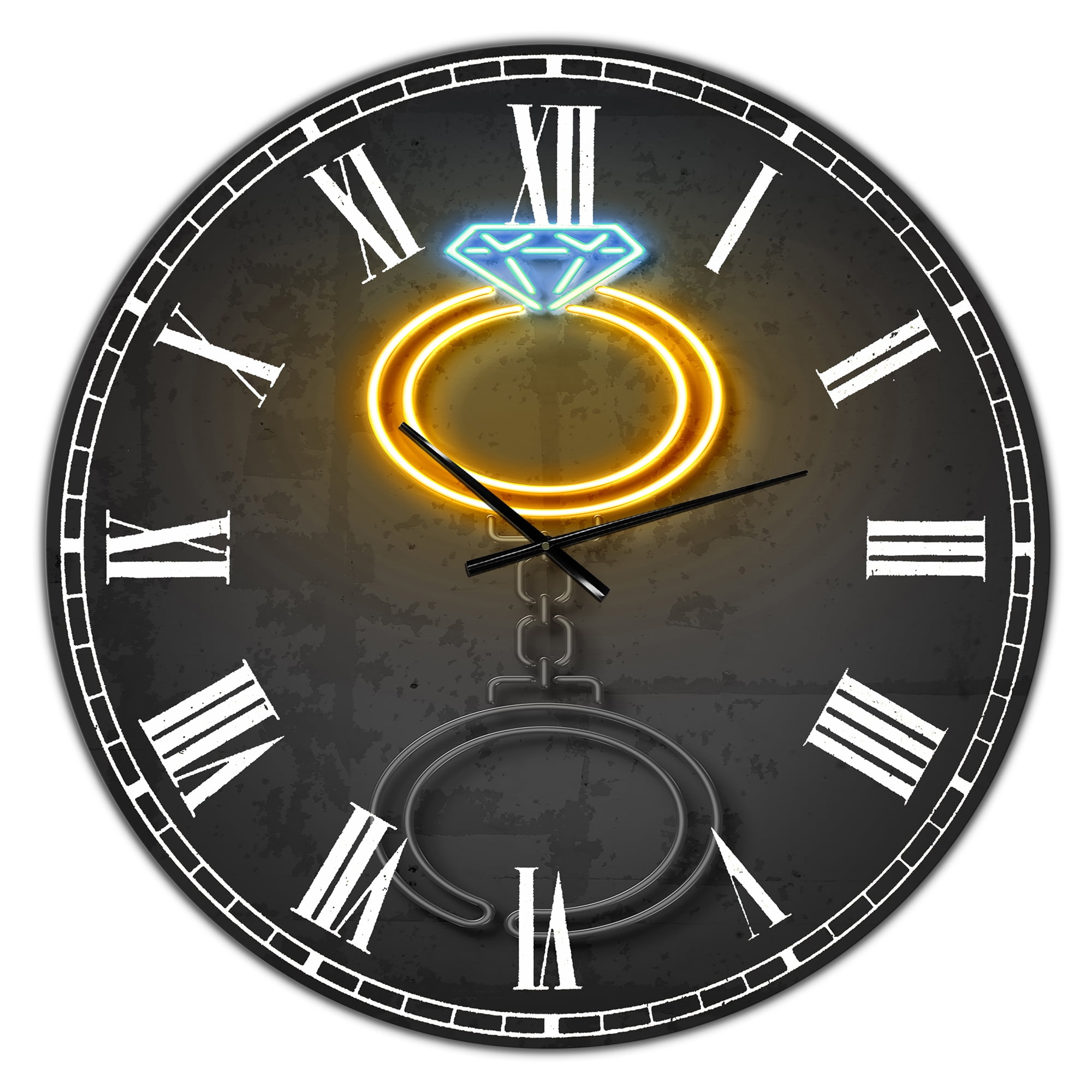 Designart 'Diamond ring' Large Modern Wall Clock