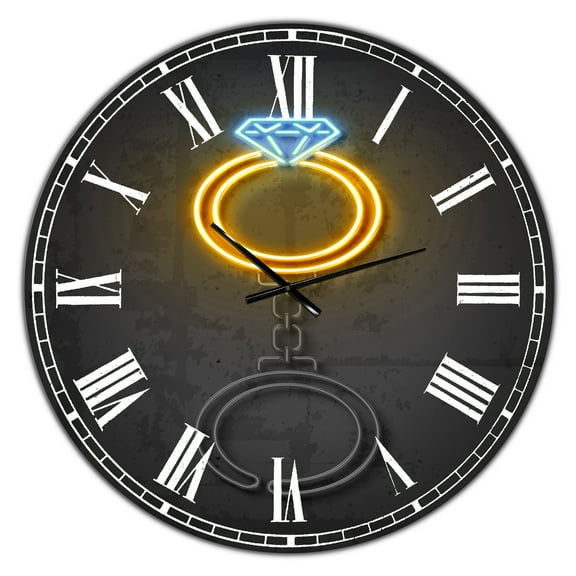 Designart 'Diamond ring' Large Modern Wall Clock