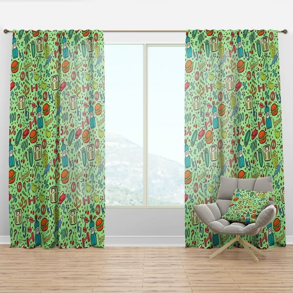 Designart 'Diet Green Protein Pattern' Traditional Curtain Panel