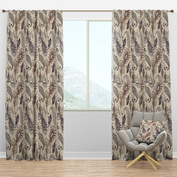 Designart 'Different Feather Pattern' Southwestern Blackout Curtain Panel