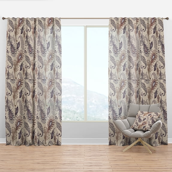 Designart 'Different Feather Pattern' Southwestern Curtain Panel