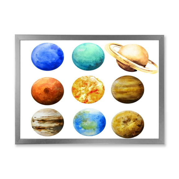 Designart 'Different Planets In Orbit' Modern Framed Art Print