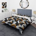 thumbnail image 1 of Designart "Dimensional Black and Gold Marble Mosaic II" Geometric Bedding Covert Set - Modern & Contemporary Bed Set With 1 Sham, 1 of 5
