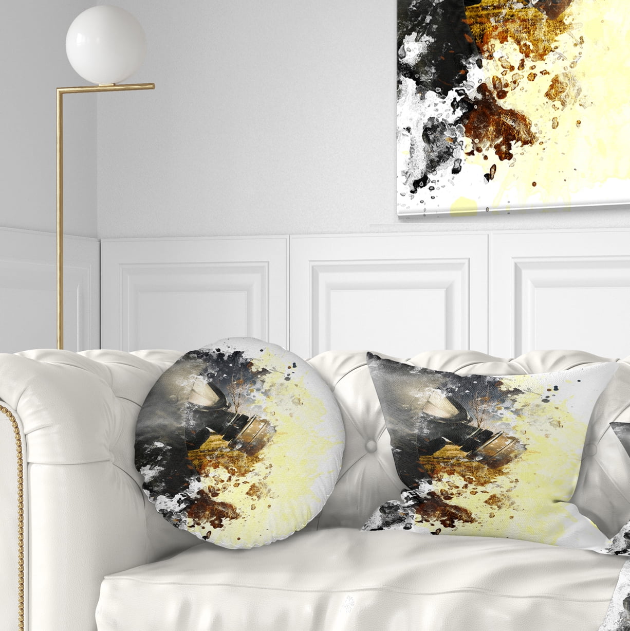 Designart Disaster of War and Gas - Abstract Throw Pillow - 12x20
