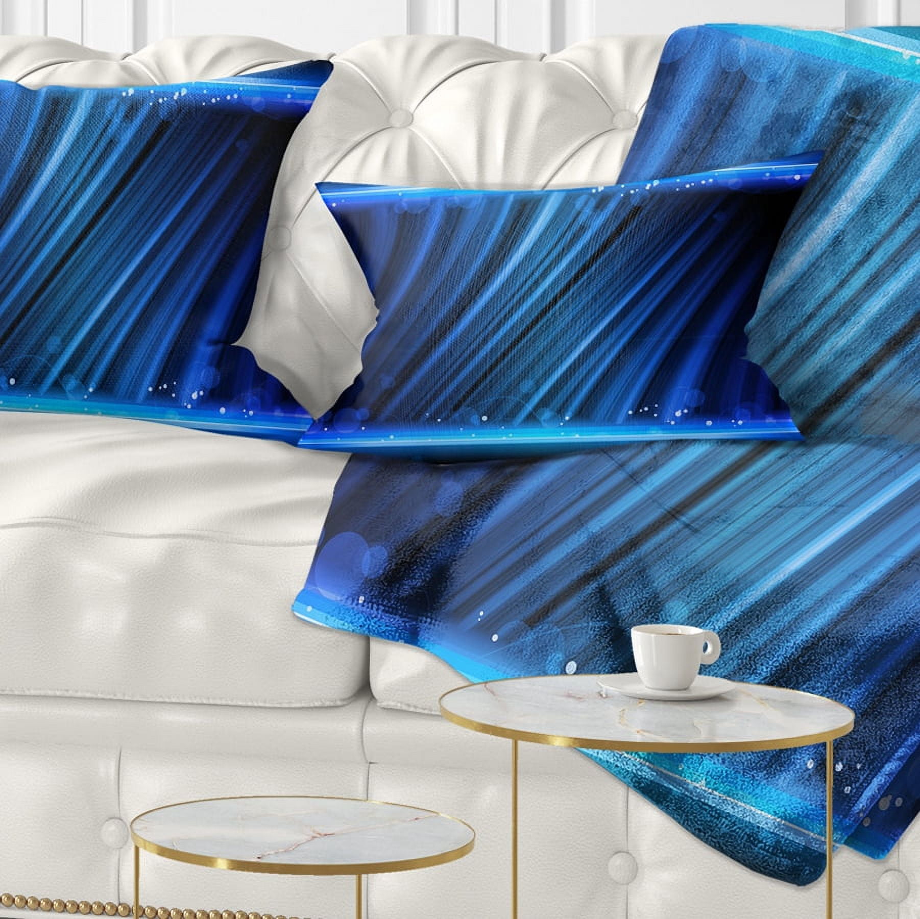 Designart Disco Blue Waves - Contemporary Throw Pillow - 12x20