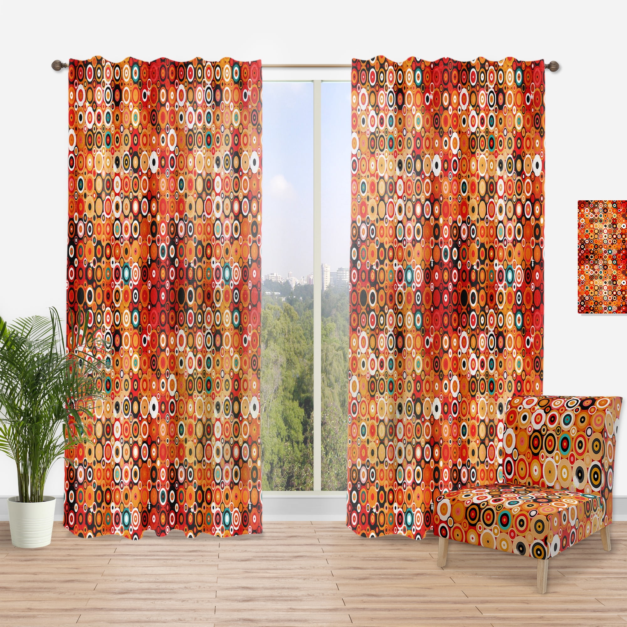 Designart 'Disco Style Pattern With Circles and Dots' Modern & Contemporary Curtain Panel