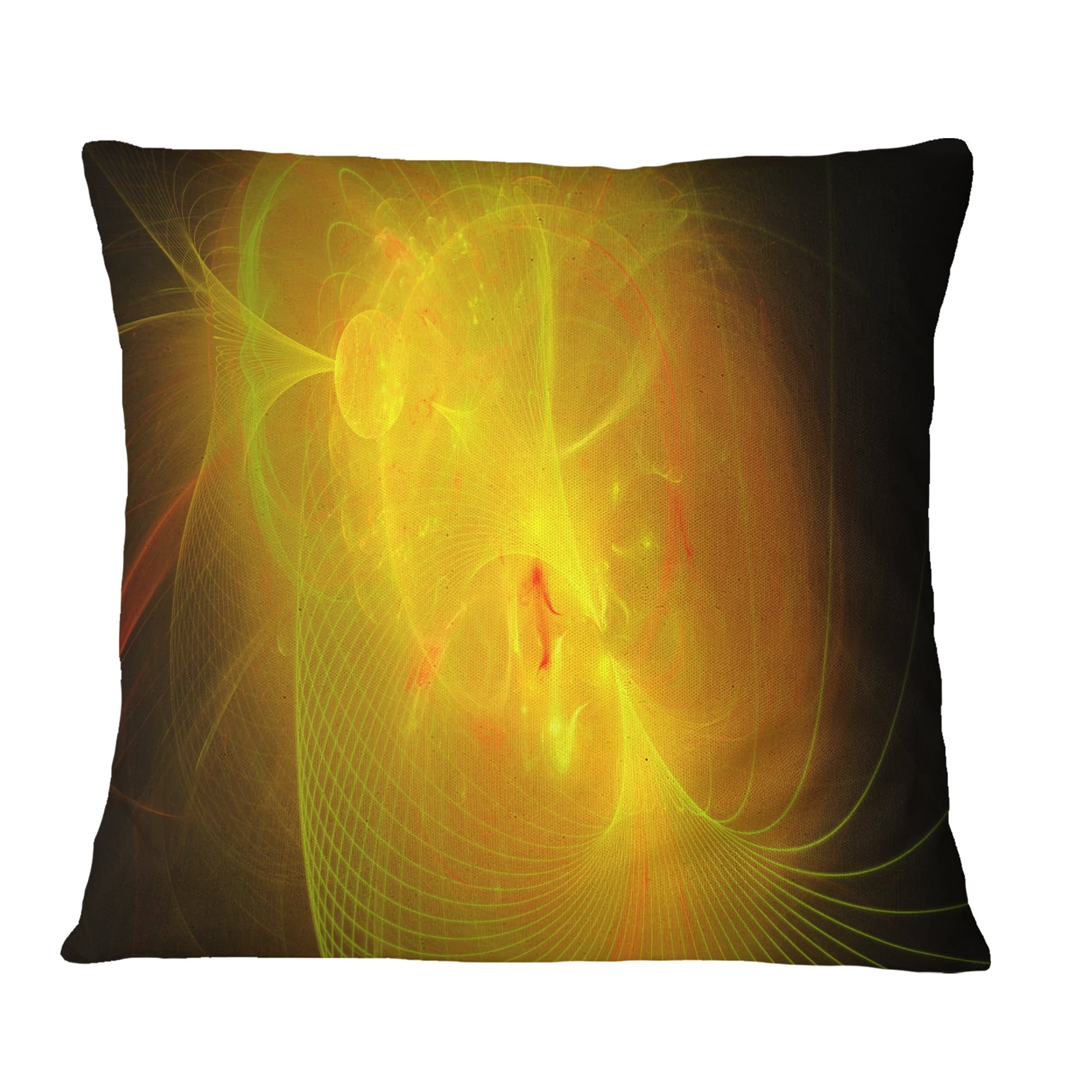 Designart Distant Golden Space Nebula - Floral Throw Pillow - 18x18