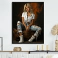 thumbnail image 1 of Designart "Distinct Denim Fashionista" Fashion Floater Framed Canvas Art Print, 1 of 5