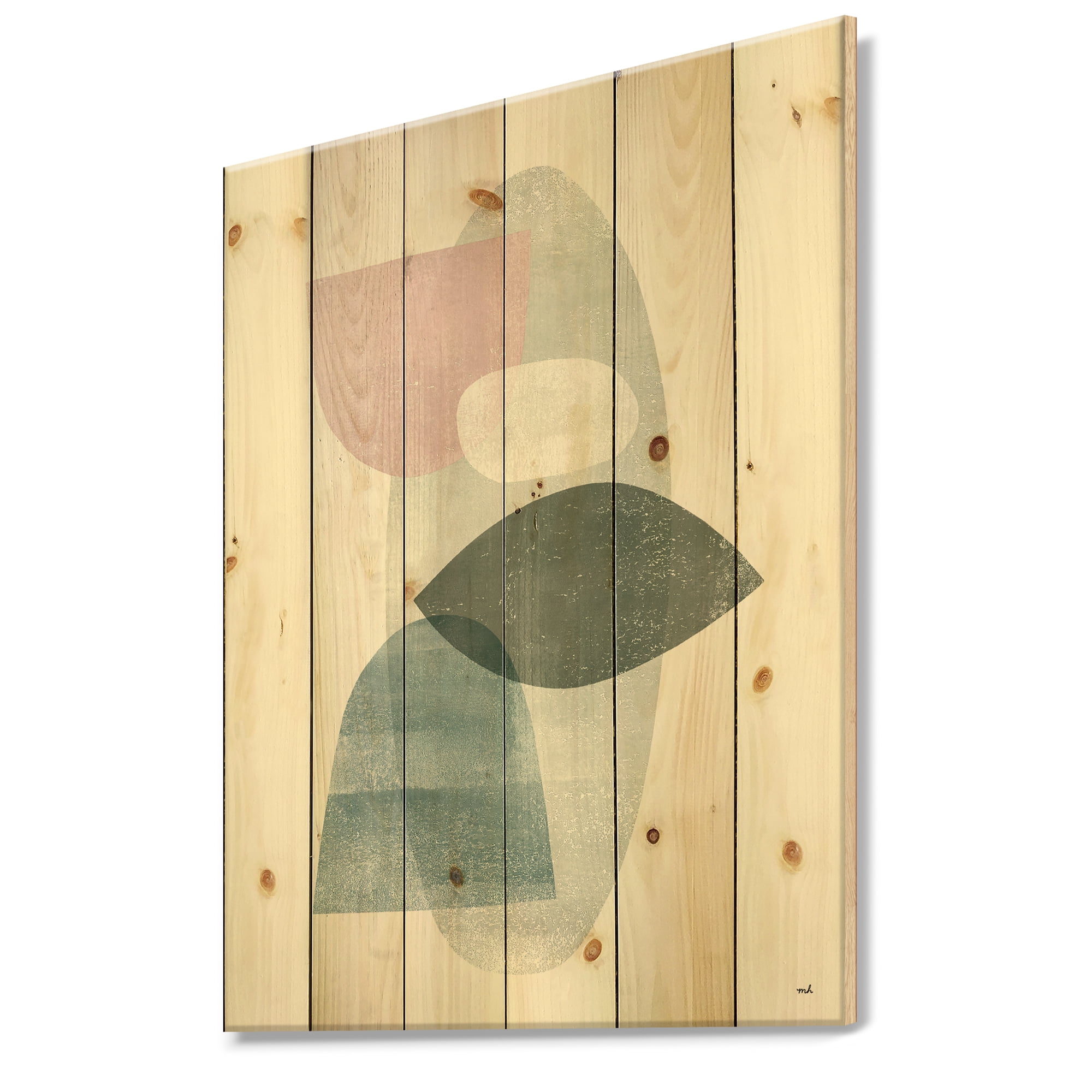 Designart 'Distressed Dream II' Modern & Transitional Print on Natural Pine Wood