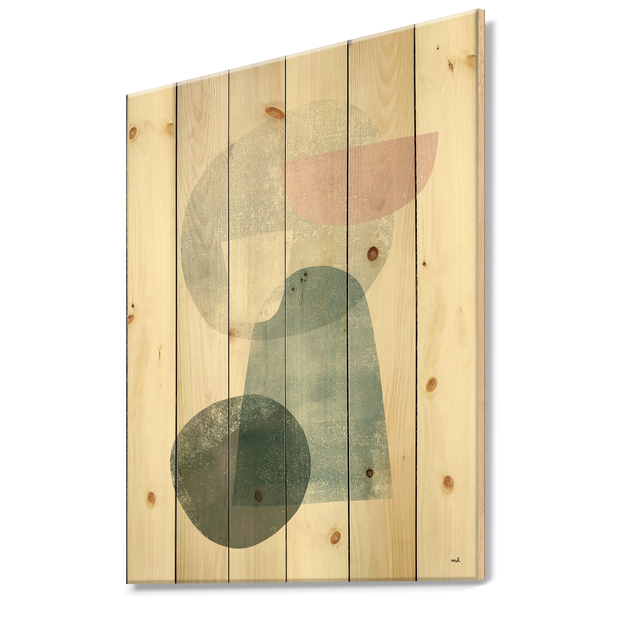 Designart 'Distressed Dream III' Modern & Transitional Print on Natural Pine Wood