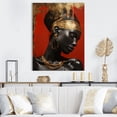 thumbnail image 1 of Designart "Diva African American Woman in Gold & Red II" Fashion Canvas Wall Art - Glam Gold Woman Egyptian Entryway Wall Art Print, 1 of 6