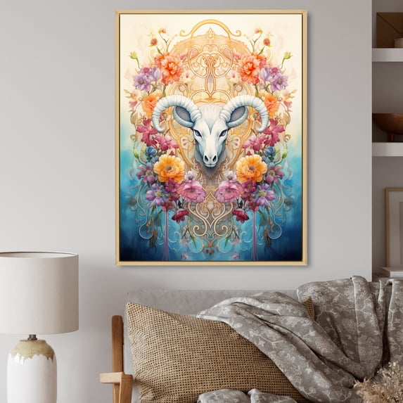 Designart "Divine Blessings Folk Religion wall art" Animals Floater Framed Canvas Print