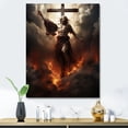 thumbnail image 1 of Designart "Divine Holy Cross of Jesus Christ III" Spiritual Canvas Wall Art - Global Orange Christianism Entryway Wall Art Print, 1 of 6