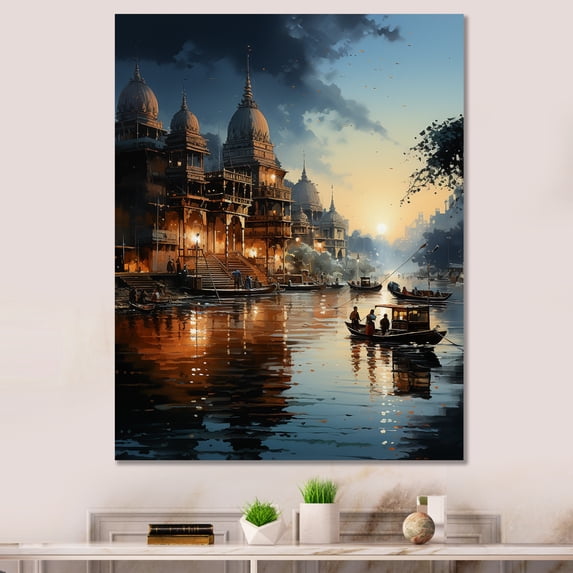 Designart "Divine Waters Of The Ganges In Hinduism I" Hinduism Canvas Wall Art