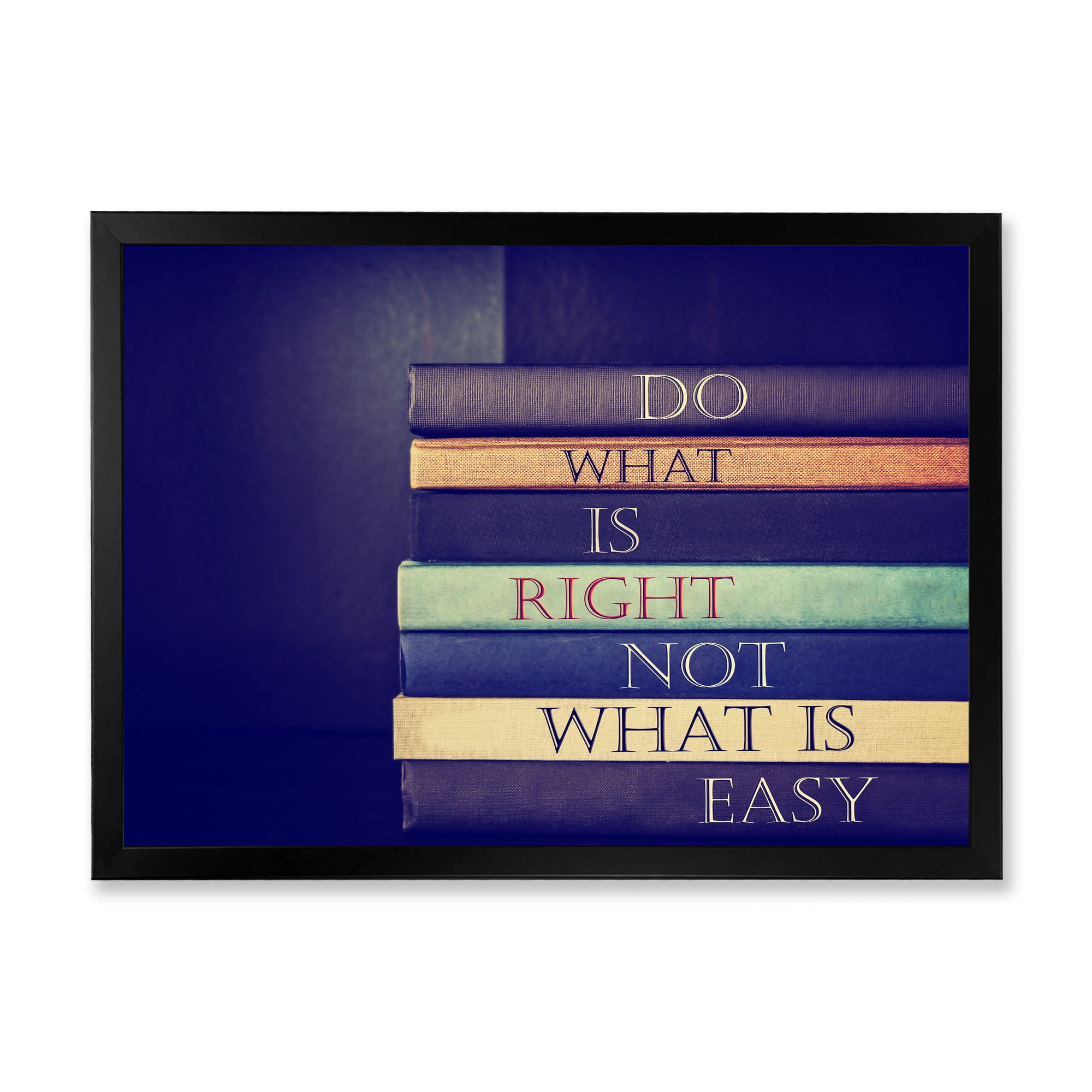 Designart 'Do What Is Right Not What Is Easy On Books' Traditional Framed Art Print