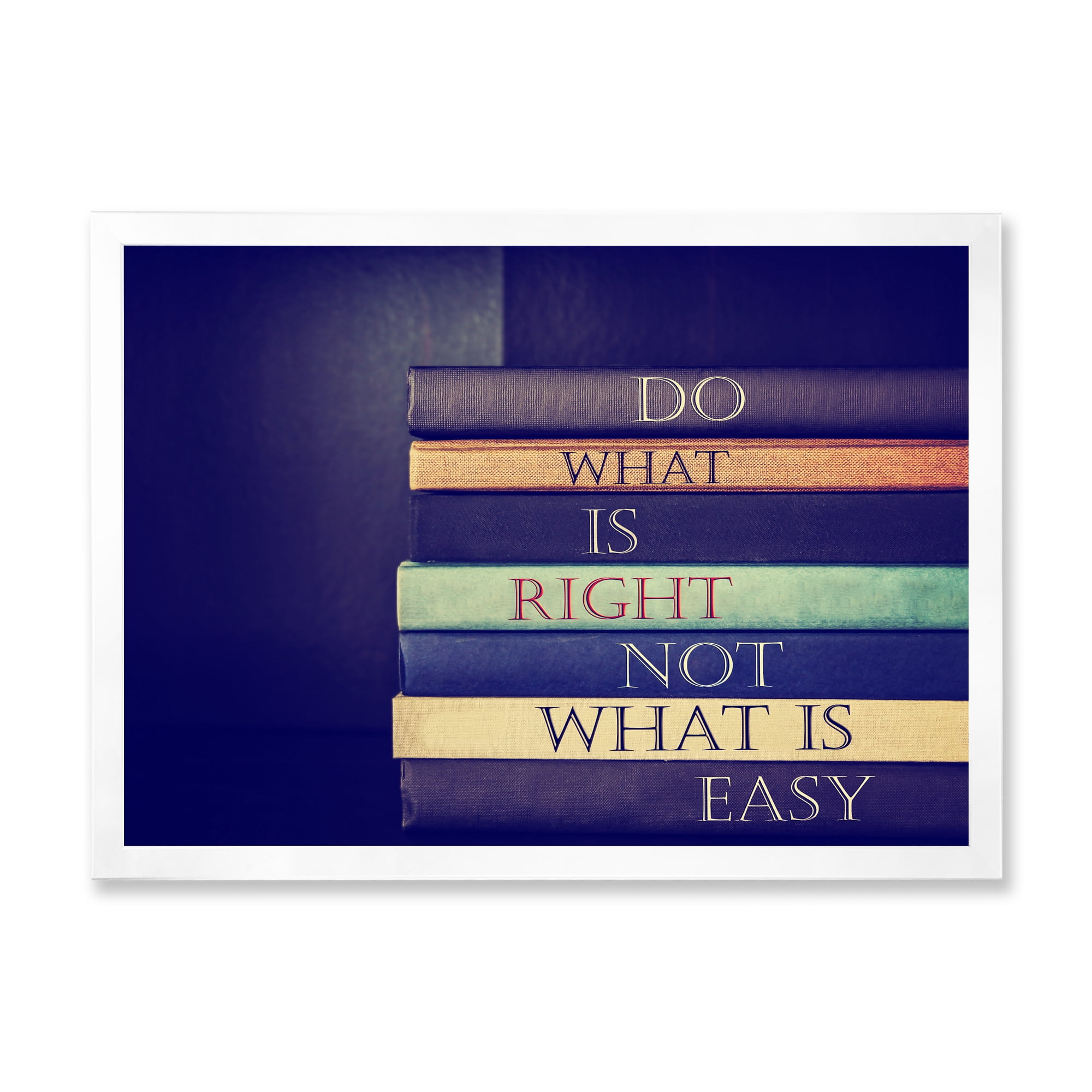 Designart 'Do What Is Right Not What Is Easy On Books' Traditional Framed Art Print