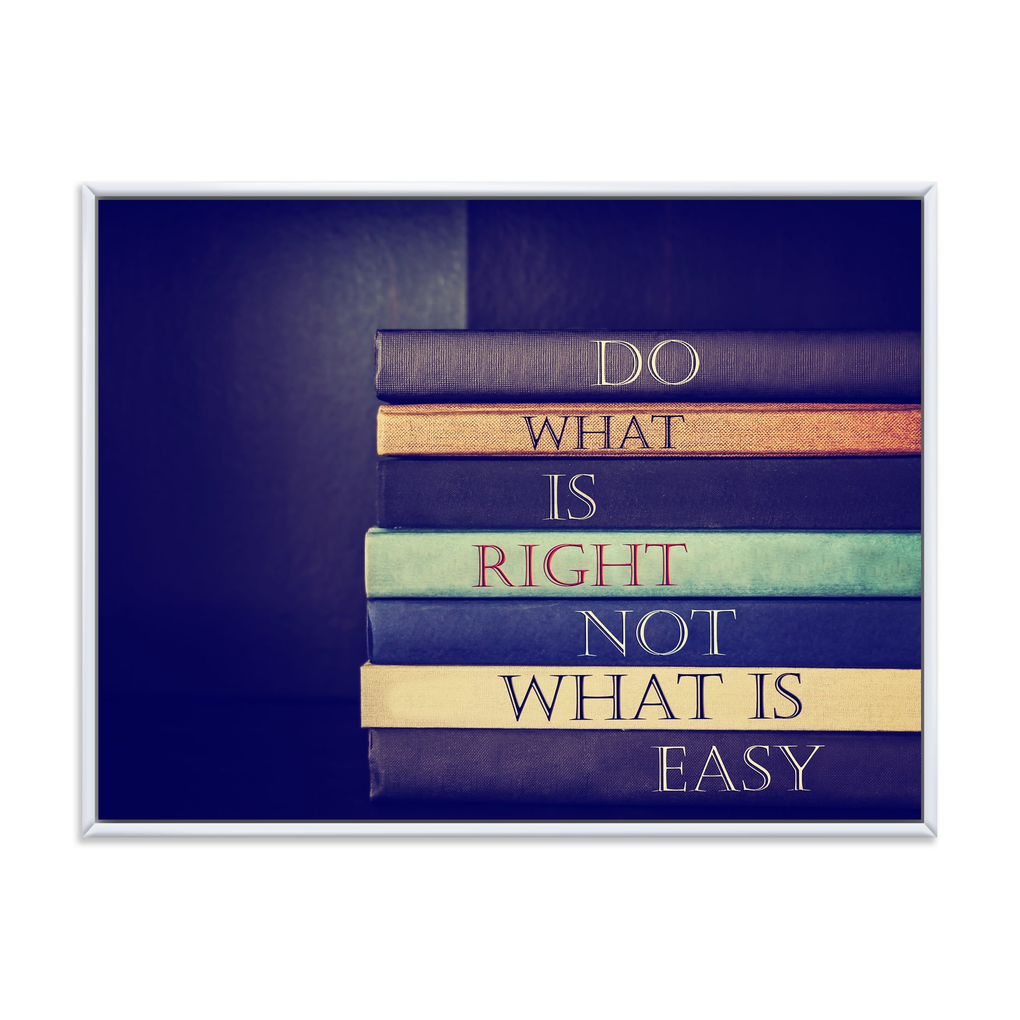 Designart 'Do What Is Right Not What Is Easy On Books' Traditional Framed Canvas Wall Art Print